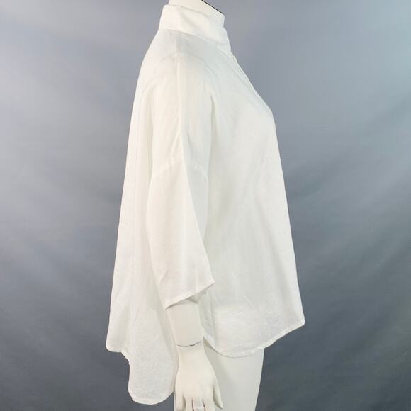 ESKANDAR Size L White Linen Oversized Button Up Shirt - Picture 2 of 7